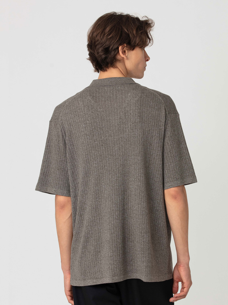 コットンリネン ニット オープンカラーシャツ 詳細画像 charcoal gray 3