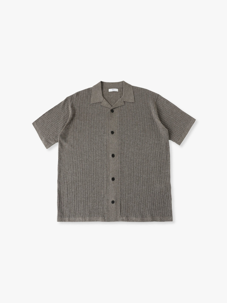 コットンリネン ニット オープンカラーシャツ 詳細画像 charcoal gray 4