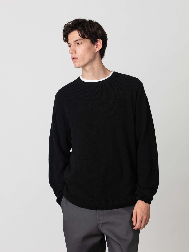 シルクコットン ブラック ニットプルオーバー 詳細画像 black 1
