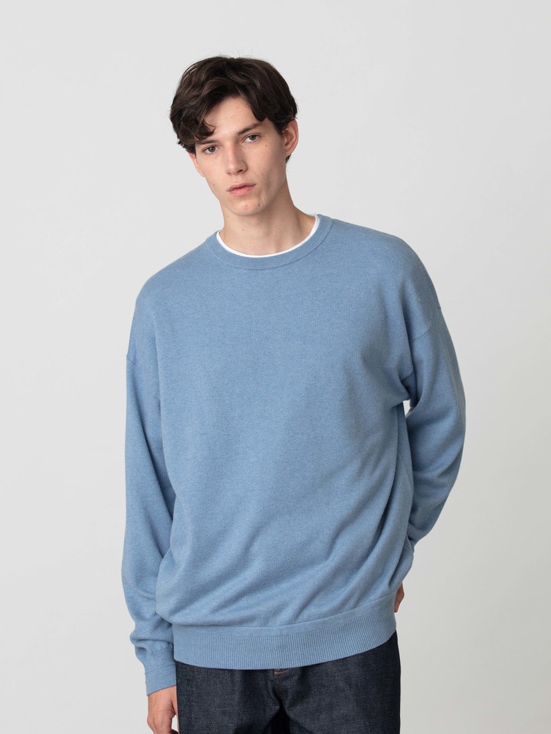 コットンカシミア パイルライニング ニットプルオーバー 詳細画像 blue