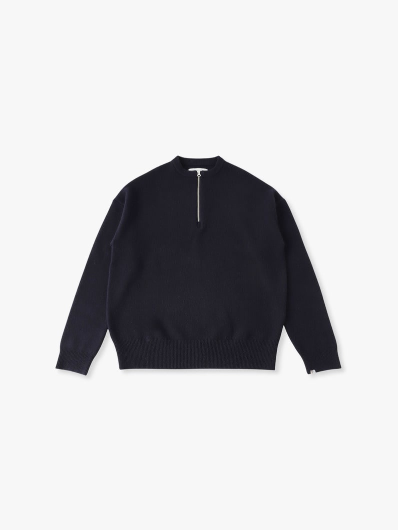 ライク ハーフジップ ニットプルオーバー 詳細画像 navy