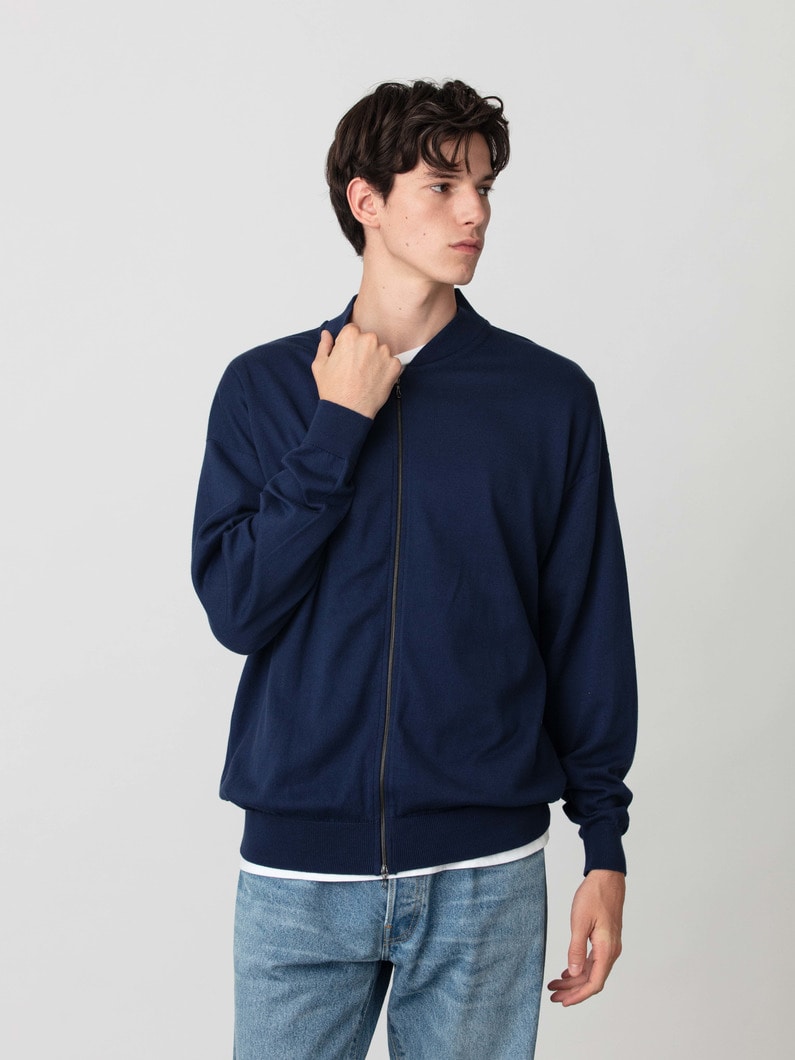 シーアイランドコットンニット ジップアップ カーディガン 詳細画像 navy 2