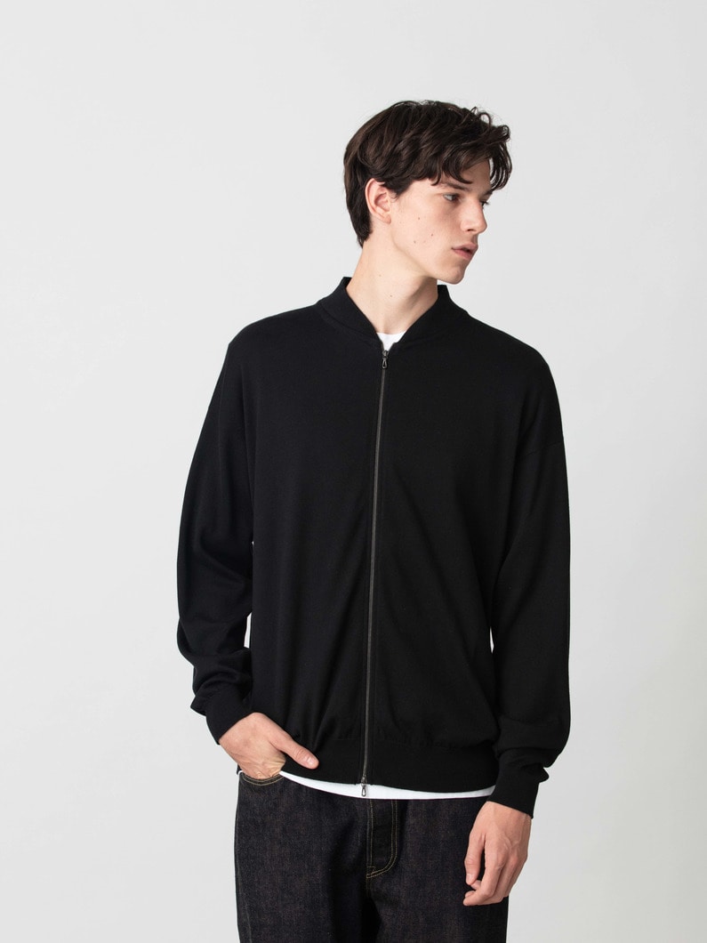 シーアイランドコットンニット ジップアップ カーディガン 詳細画像 black 1