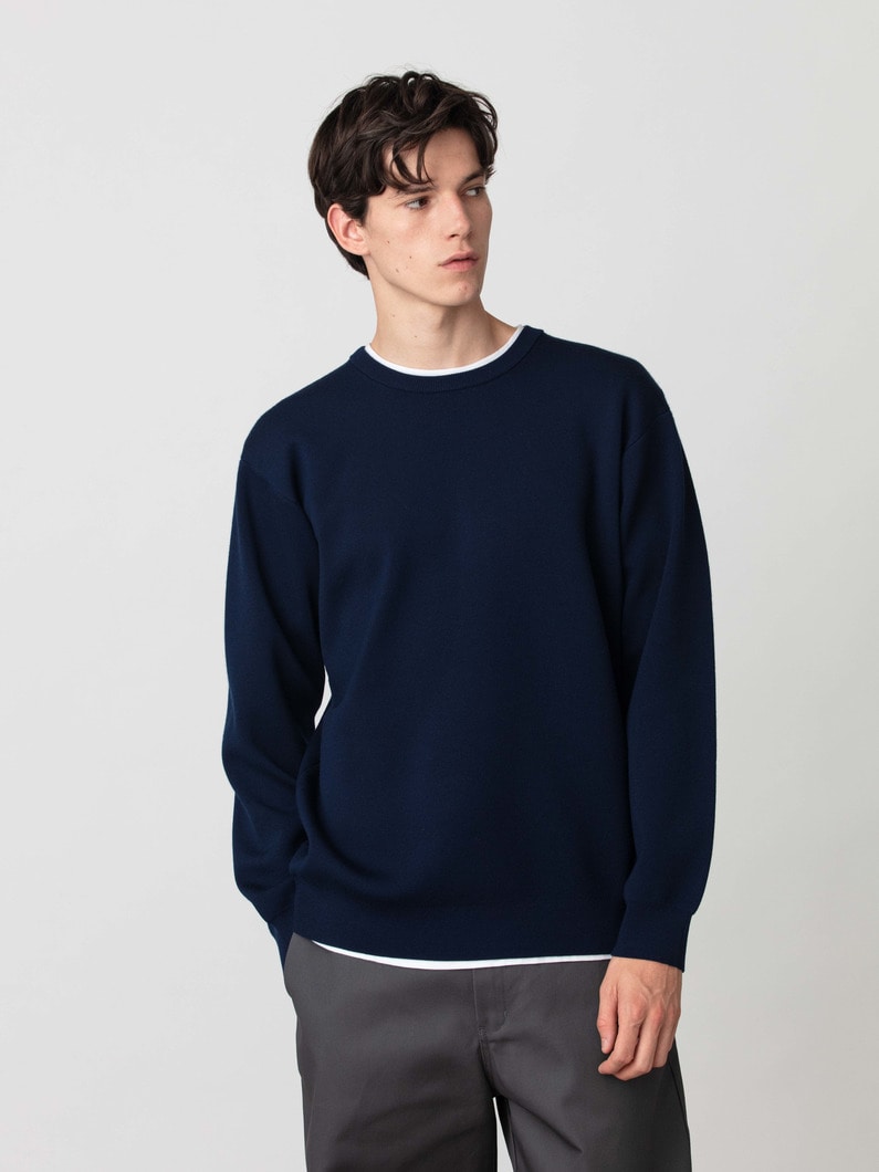 スムース ウールニット プルオーバー 詳細画像 navy