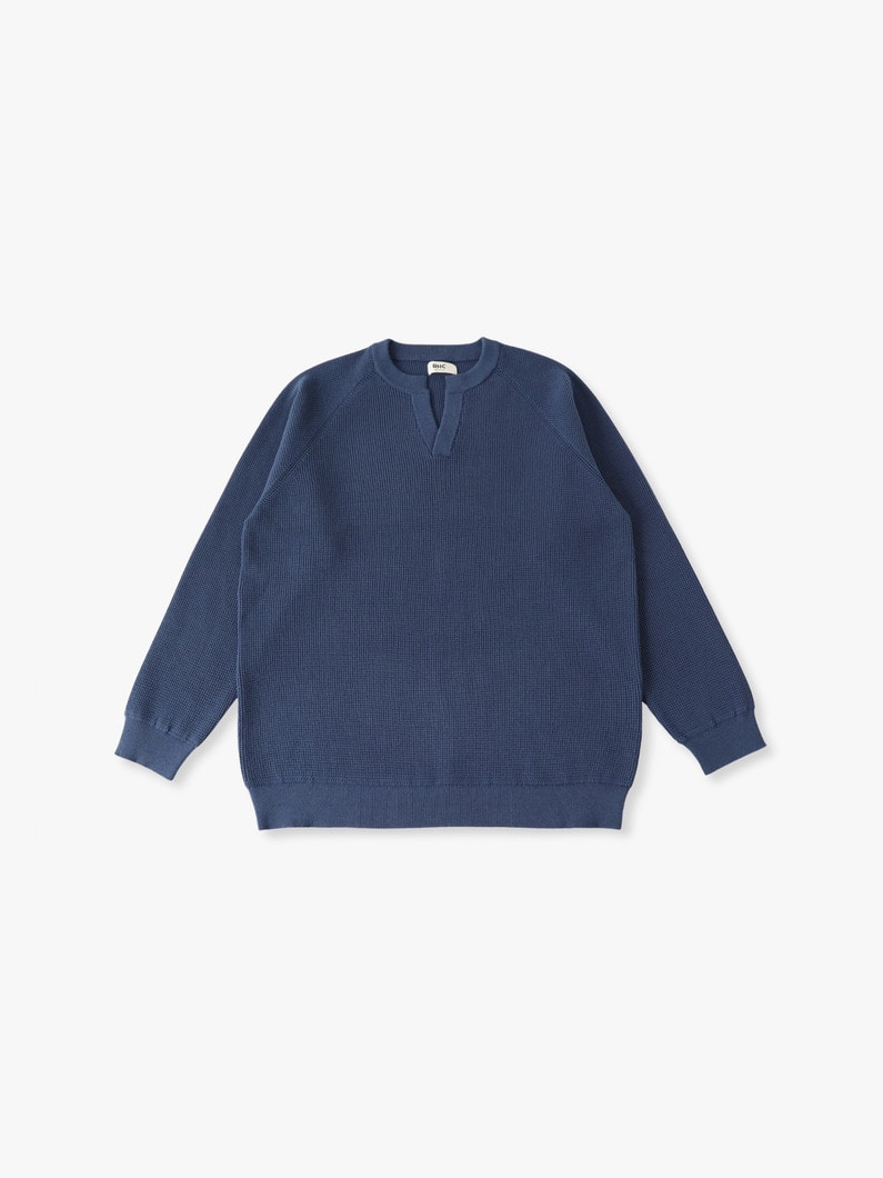 ワッフル ニットプルオーバー 詳細画像 blue 3