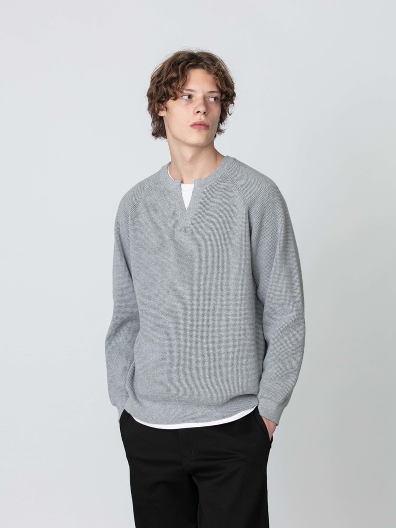 ワッフル ニットプルオーバー 詳細画像 top gray 1