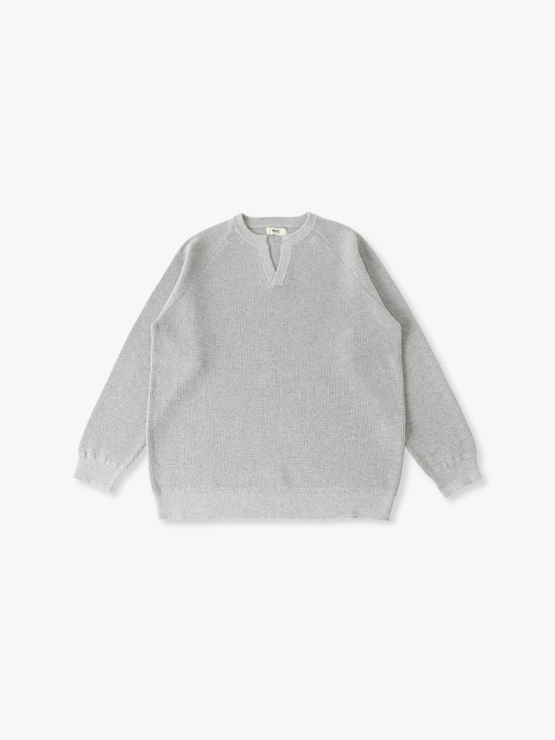 ワッフル ニットプルオーバー 詳細画像 top gray 3