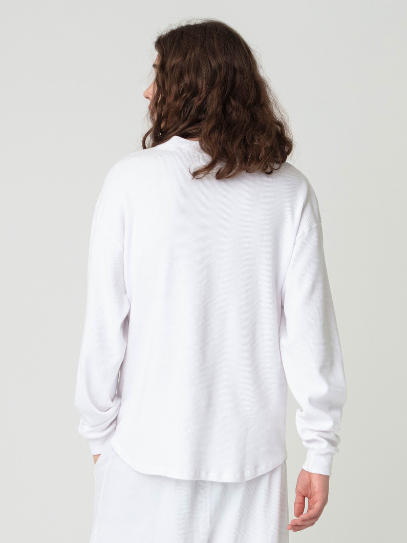 サーマル ベースボールヘム ヘンリーネックプルオーバー 詳細画像 white 2