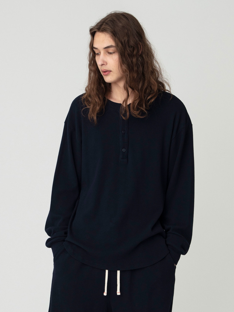 サーマル ベースボールヘム ヘンリーネックプルオーバー 詳細画像 navy