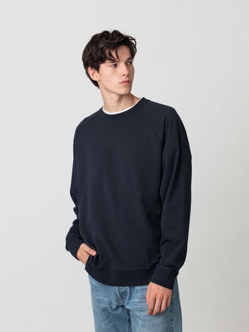 スーピマ ループバックスウェット ラグラン プルオーバー 詳細画像 navy 1