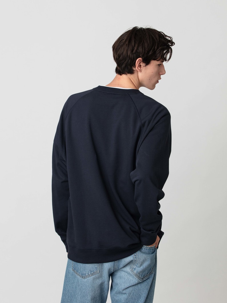 スーピマ ループバックスウェット ラグラン プルオーバー 詳細画像 navy 2