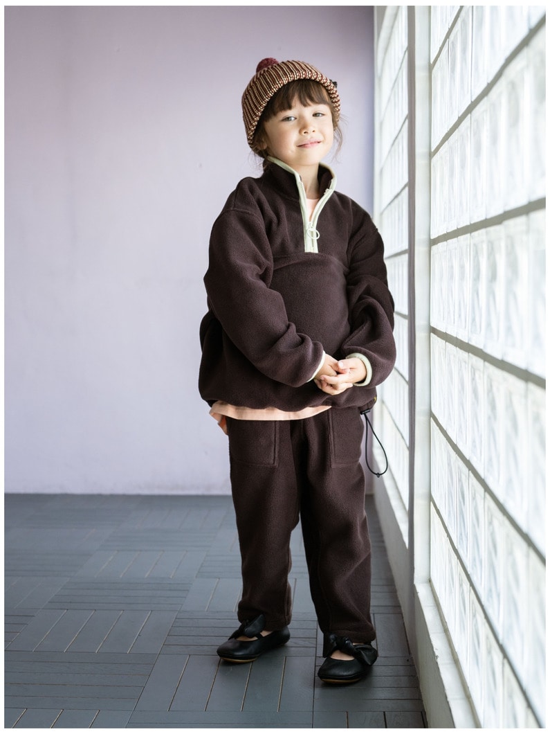 フリース ルーズ テーパード パンツ（ブラウン/ネイビー/サンド/100-150cm） 詳細画像 brown 1