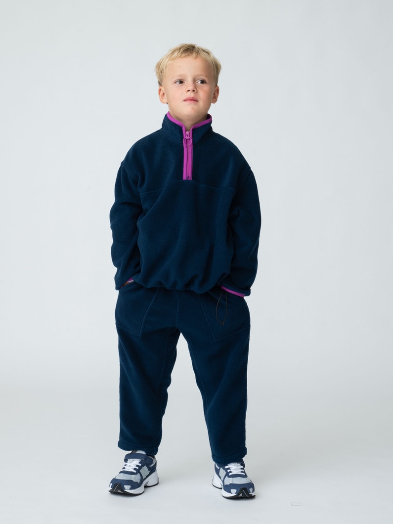 フリース ルーズ テーパード パンツ（ブラウン/ネイビー/サンド/100-150cm） 詳細画像 navy