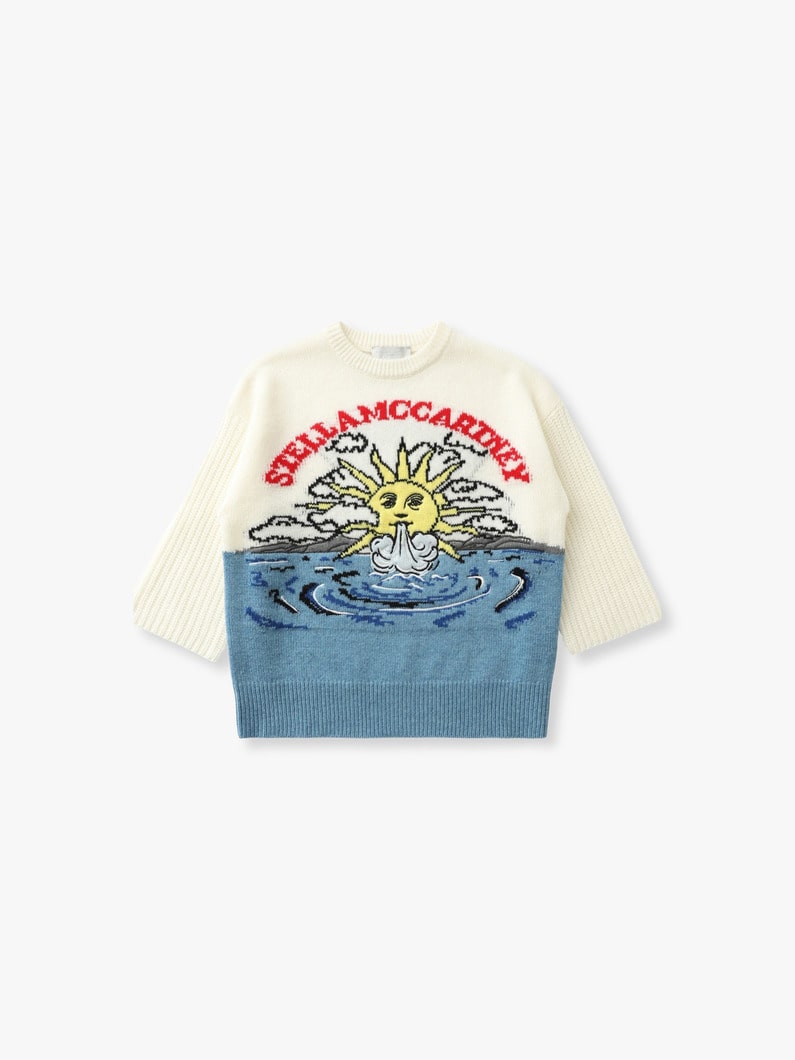 ロンハーマン購入　ステラマッカートニー　半袖　ニット　トップス サン エンブレム ニット プルオーバー（3-8Y）｜STELLA McCARTNEY