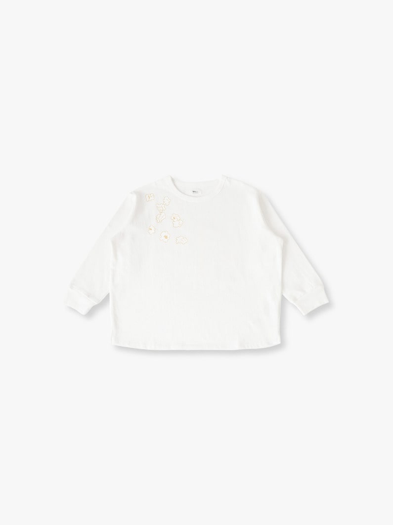 ポップコーン プリント ロング スリーブ ティー（ホワイト/ラベンダー/100-140cm） 詳細画像 white 1