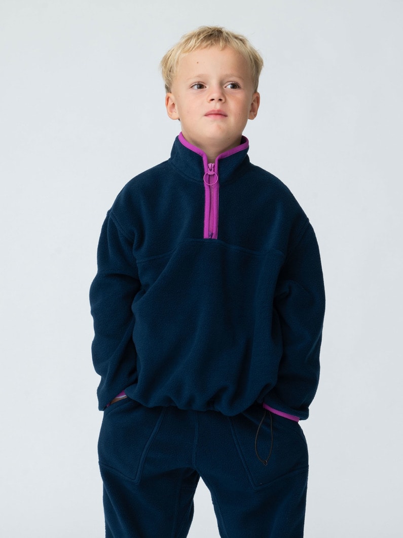 フリース ハーフ ジップ プルオーバー（ブラウン/ネイビー/サンド/100-150cm） 詳細画像 navy