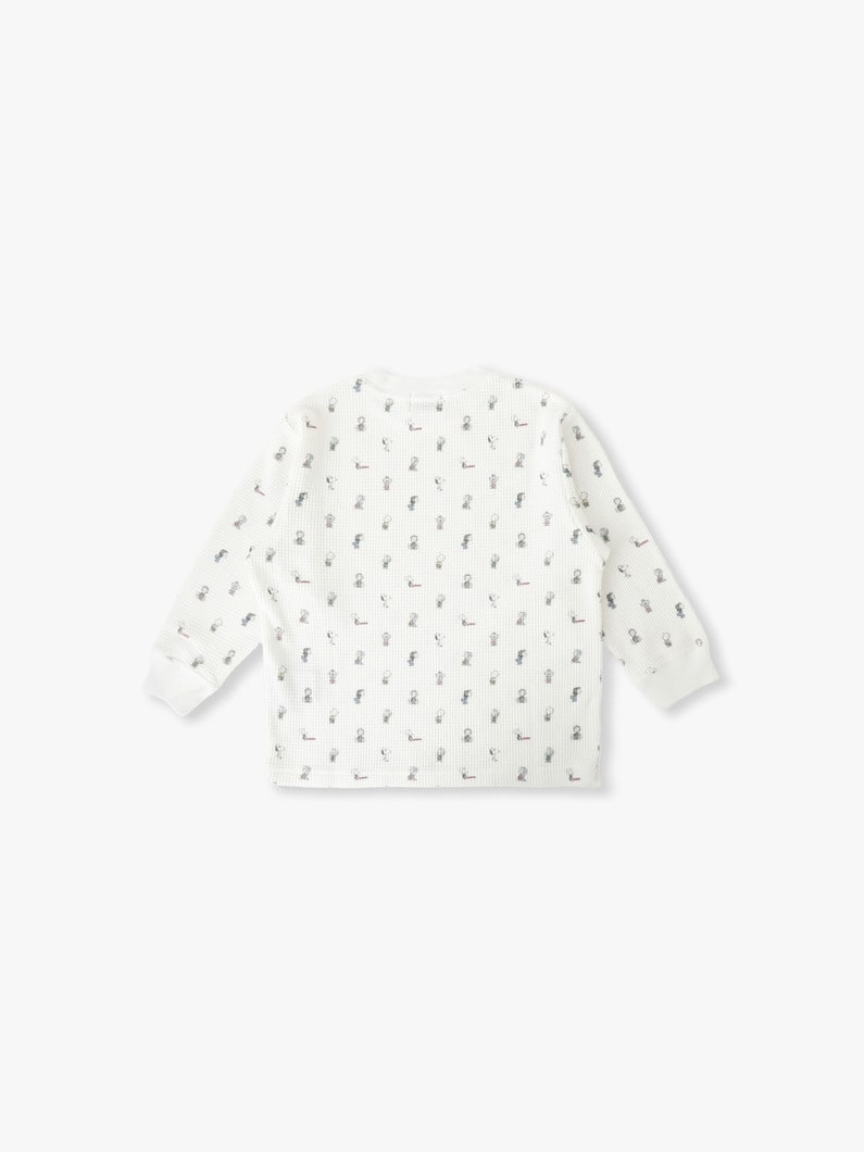 ワッフル スヌーピー ロング スリーブ ティー（ホワイト/グレー/105-125cm） 詳細画像 white 1