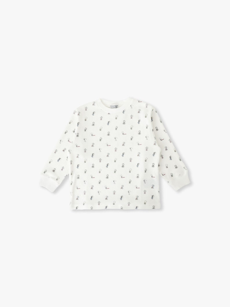 ワッフル スヌーピー ロング スリーブ ティー（ホワイト/グレー/105-125cm） 詳細画像 white 1