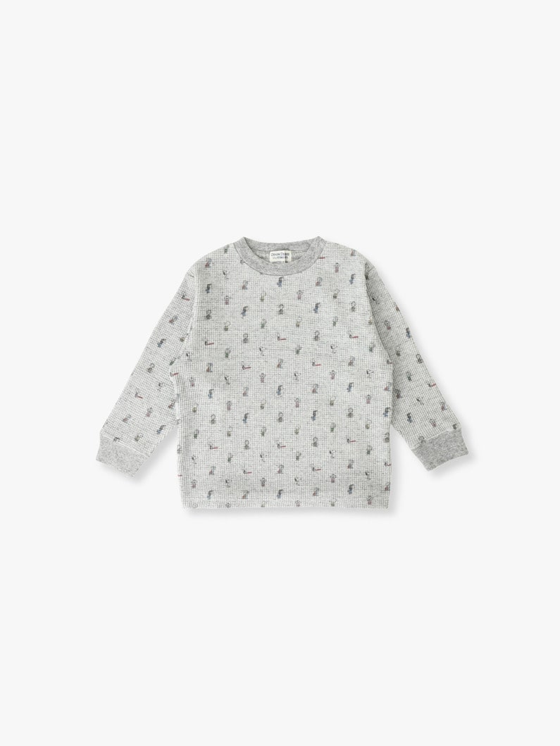 ワッフル スヌーピー ロング スリーブ ティー（ホワイト/グレー/105-125cm） 詳細画像 gray