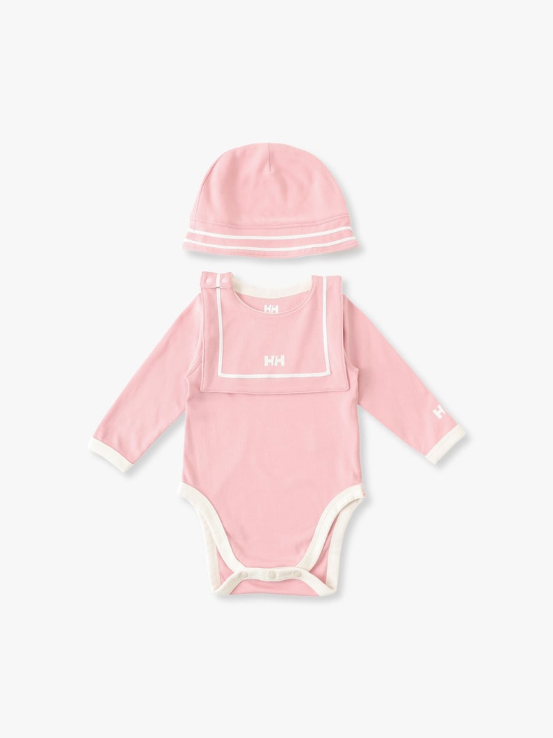 ロング スリーブ マリン ロンパース セット（アイボリー/ピンク/ネイビー/70-80cm） 詳細画像 pink