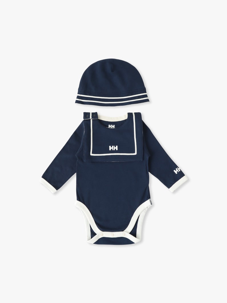 ロング スリーブ マリン ロンパース セット（アイボリー/ピンク/ネイビー/70-80cm） 詳細画像 navy