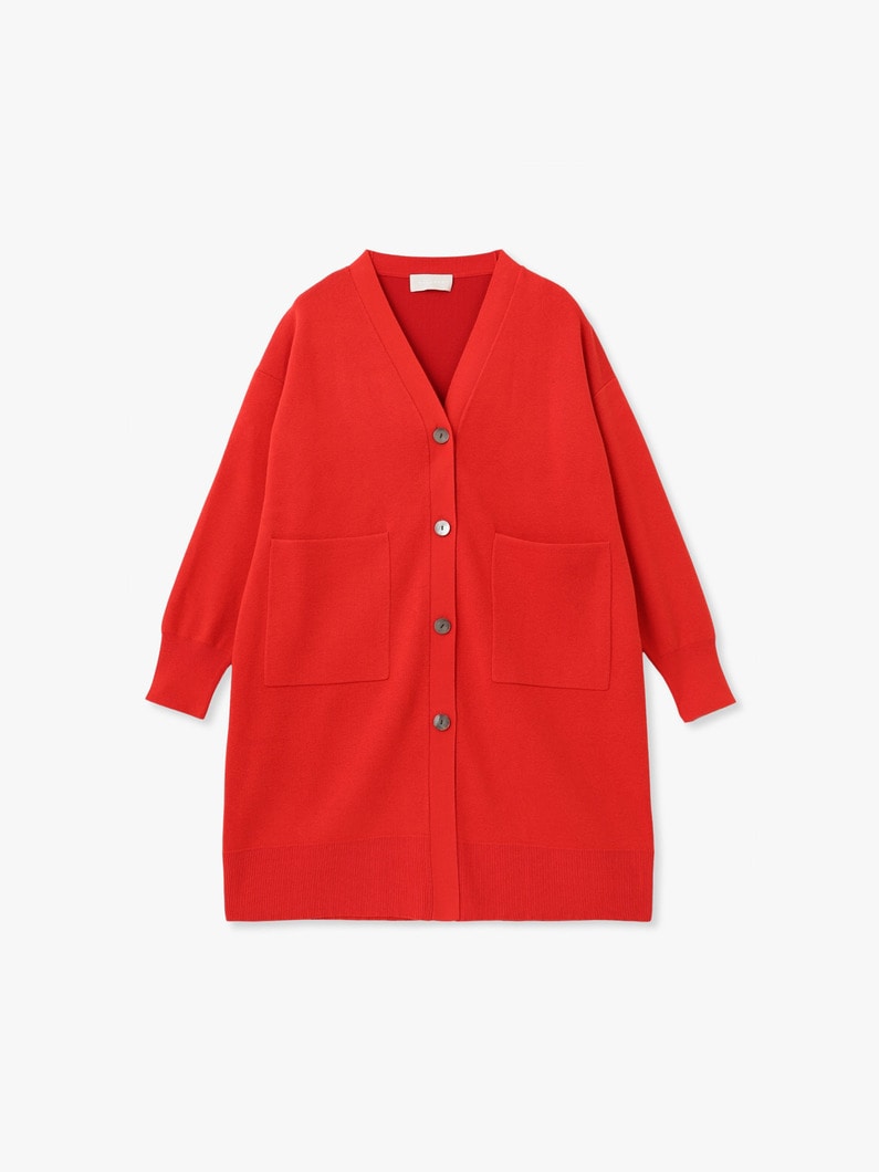 コットン シルク ダブルフェイス ロング カーディガン 詳細画像 red 1