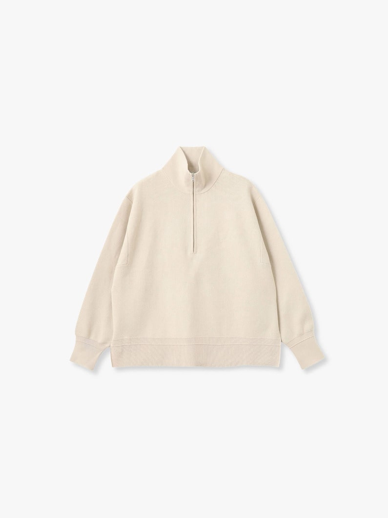 コットン シルク ダブルフェイス ハーフジップ プルオーバー 詳細画像 ivory 5