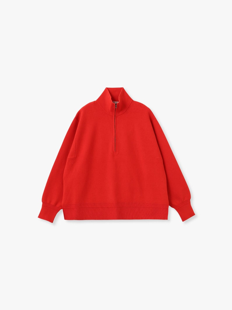 コットン シルク ダブルフェイス ハーフジップ プルオーバー 詳細画像 red 1