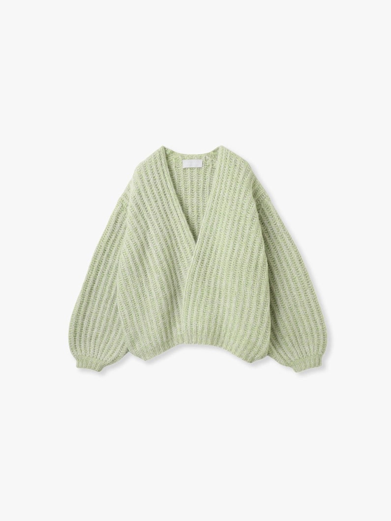 ミックス モヘア カーディガン（ピンク/イエロー/グリーン） 詳細画像 green 3
