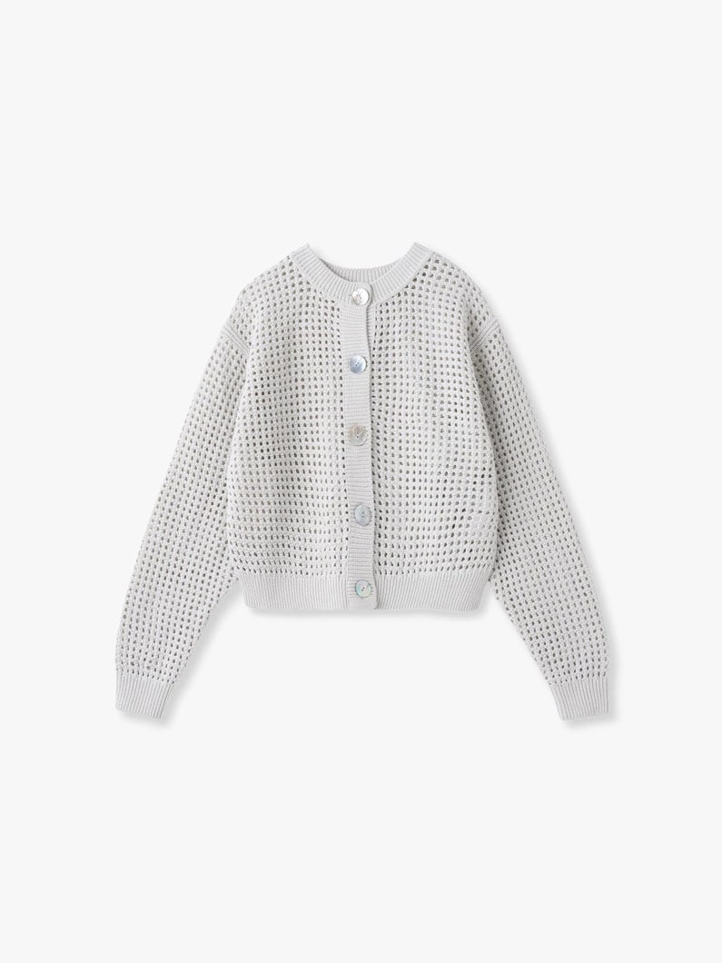 コットン メッシュ ニット カーディガン 詳細画像 ivory 3