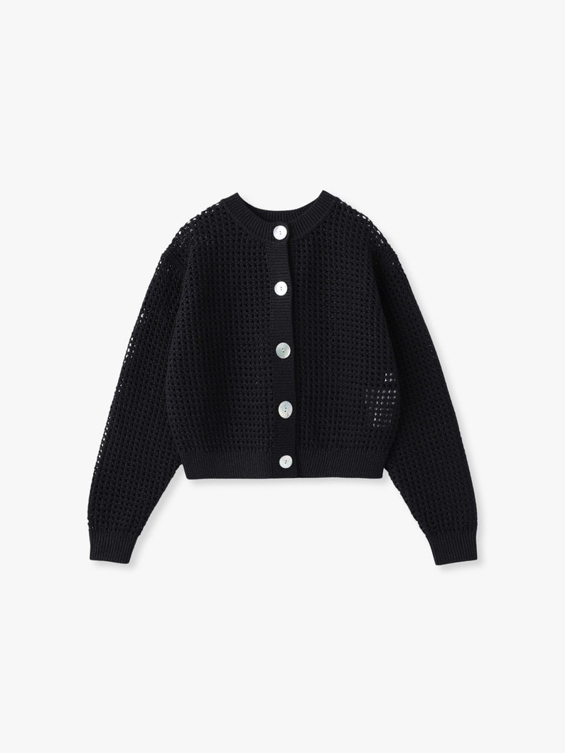 コットン メッシュ ニット カーディガン 詳細画像 black 4