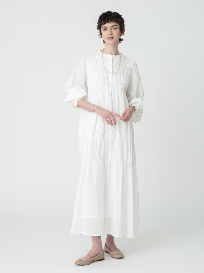 シャーリング ドレス 詳細画像 white