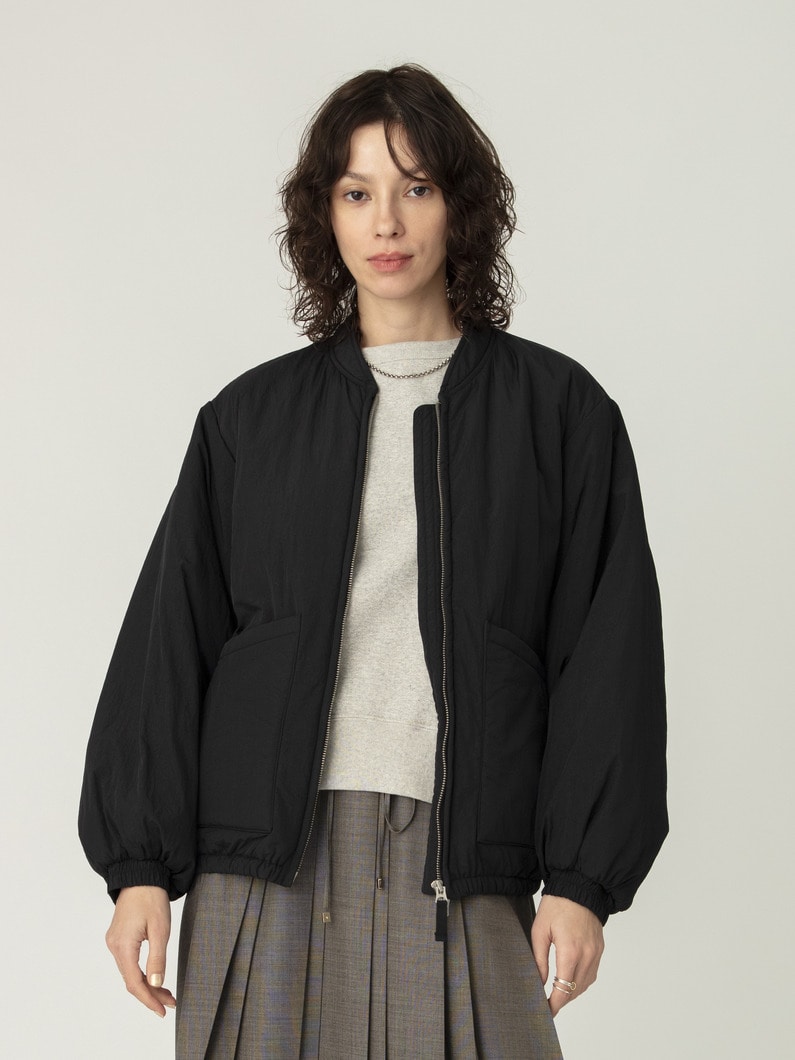 ジップアップ ブルゾン（ブラック/ベージュ） 詳細画像 black