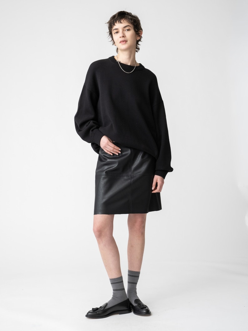 フェイクレザー ミニスカート 詳細画像 black 4