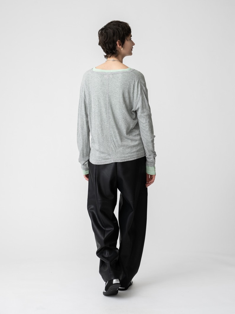 フェイクレザーバレルパンツ 詳細画像 black 3