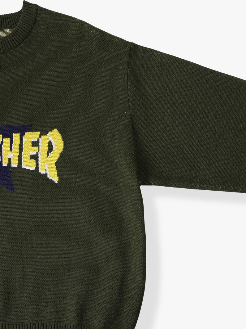 ジャカード ロゴニット プルオーバー 詳細画像 olive 2