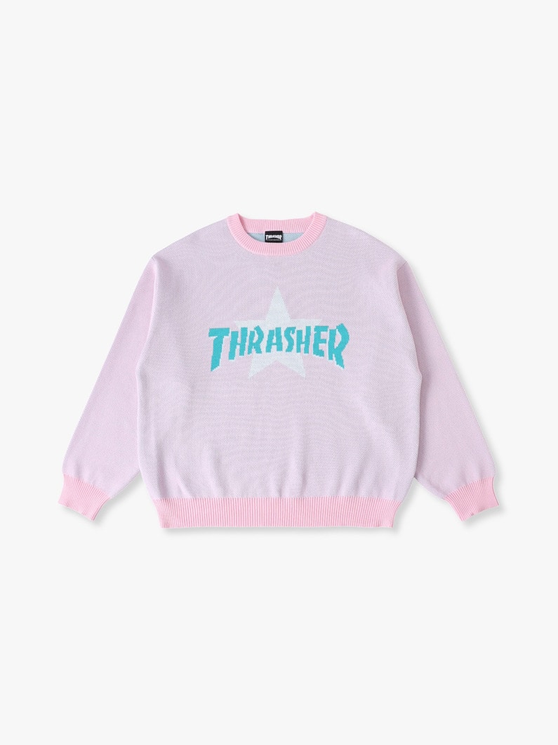 ジャカード ロゴニット プルオーバー 詳細画像 pink