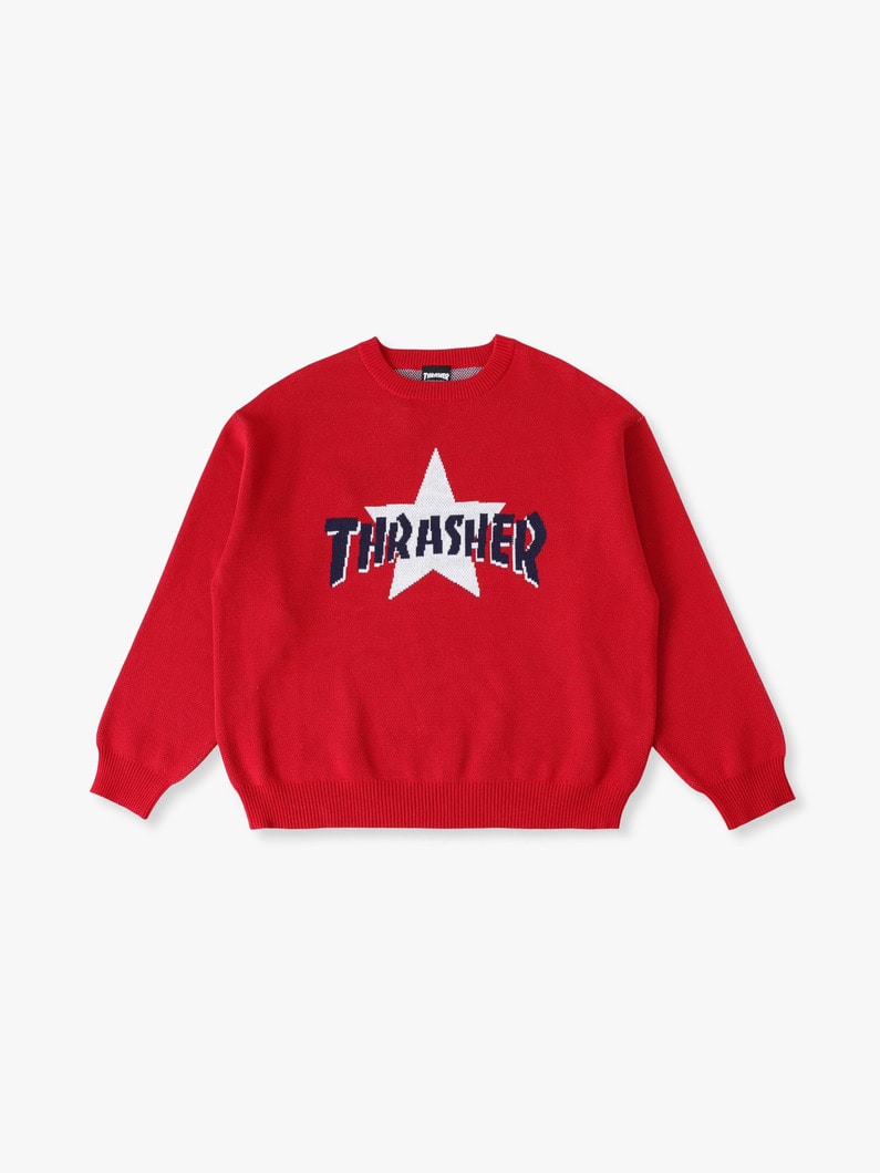 ジャカード ロゴニット プルオーバー 詳細画像 red