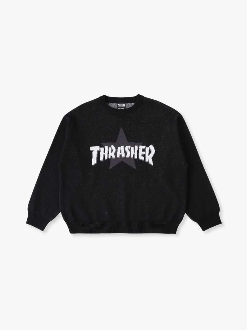 ジャカード ロゴニット プルオーバー 詳細画像 black