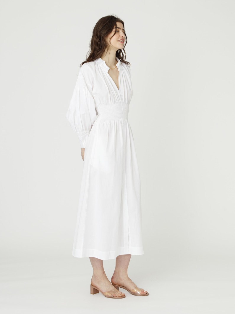 スモッキング ロングスリーブ ドレス 詳細画像 white 2