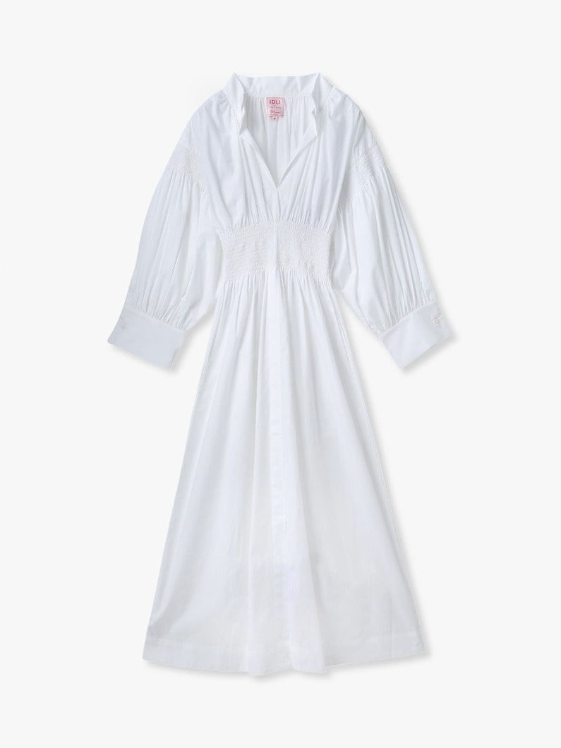スモッキング ロングスリーブ ドレス 詳細画像 white 4