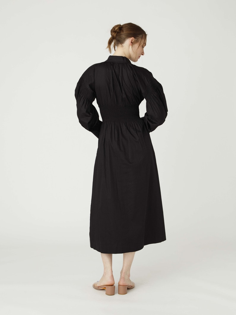 スモッキング ロングスリーブ ドレス 詳細画像 black 2