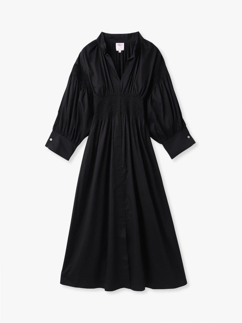 スモッキング ロングスリーブ ドレス 詳細画像 black 3