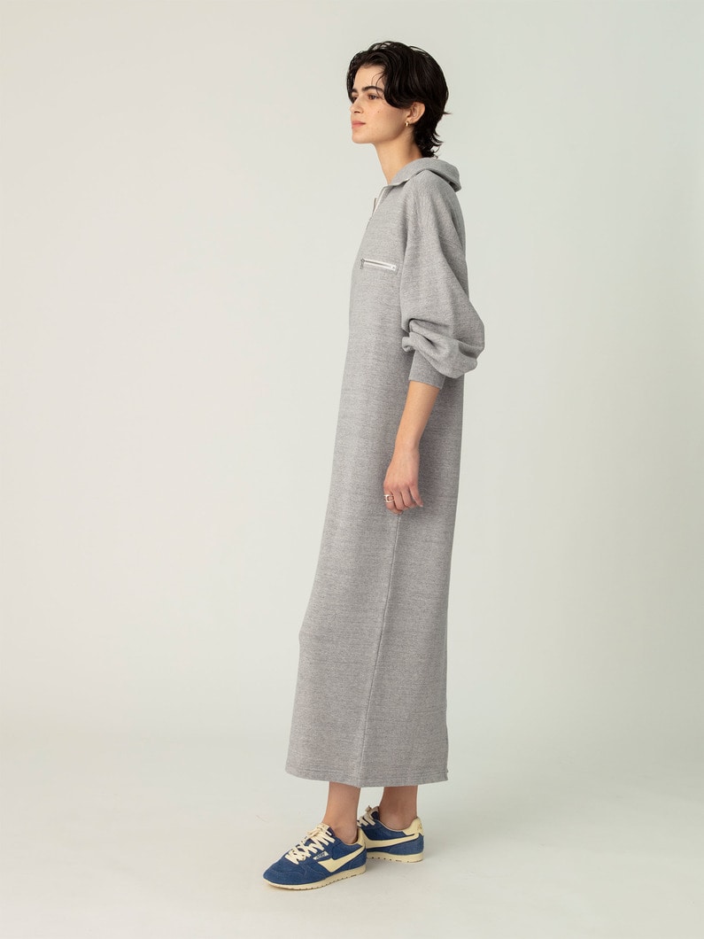 ハーフジップ スウェット ドレス 詳細画像 top gray 2