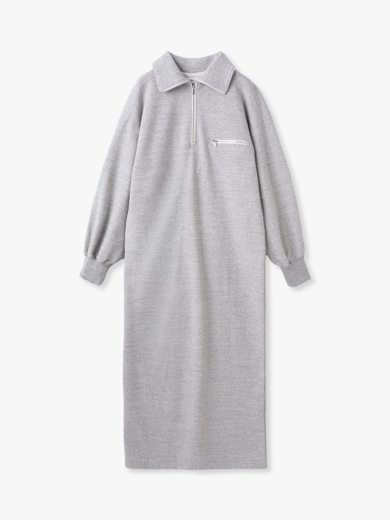 ハーフジップ スウェット ドレス 詳細画像 top gray 4