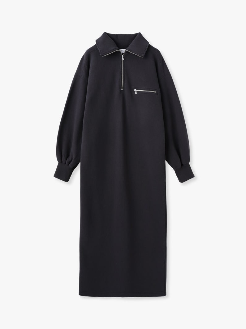 ハーフジップ スウェット ドレス 詳細画像 black 4