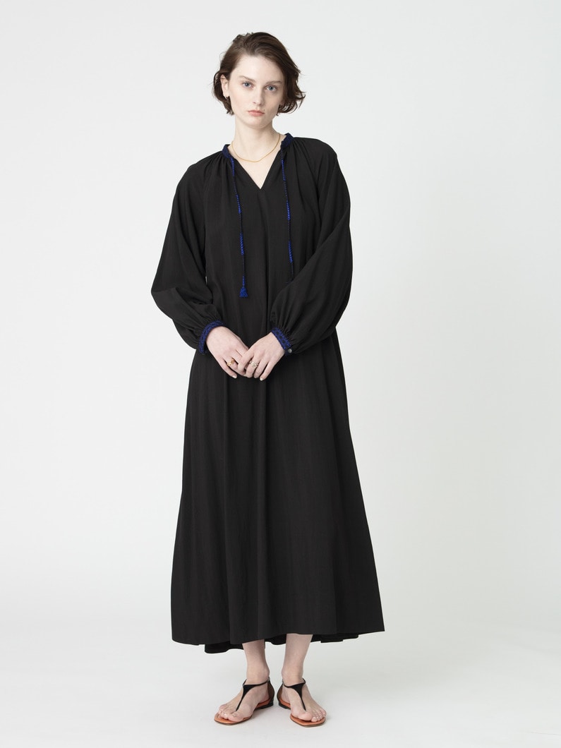 ボリューム スリーブ フレア ドレス 詳細画像 black 3