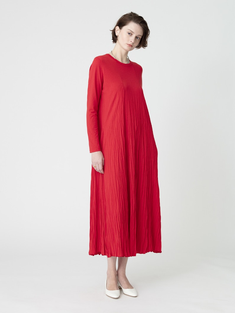 リンクル ドレス（ブラック/アイボリー/レッド） 詳細画像 red 2