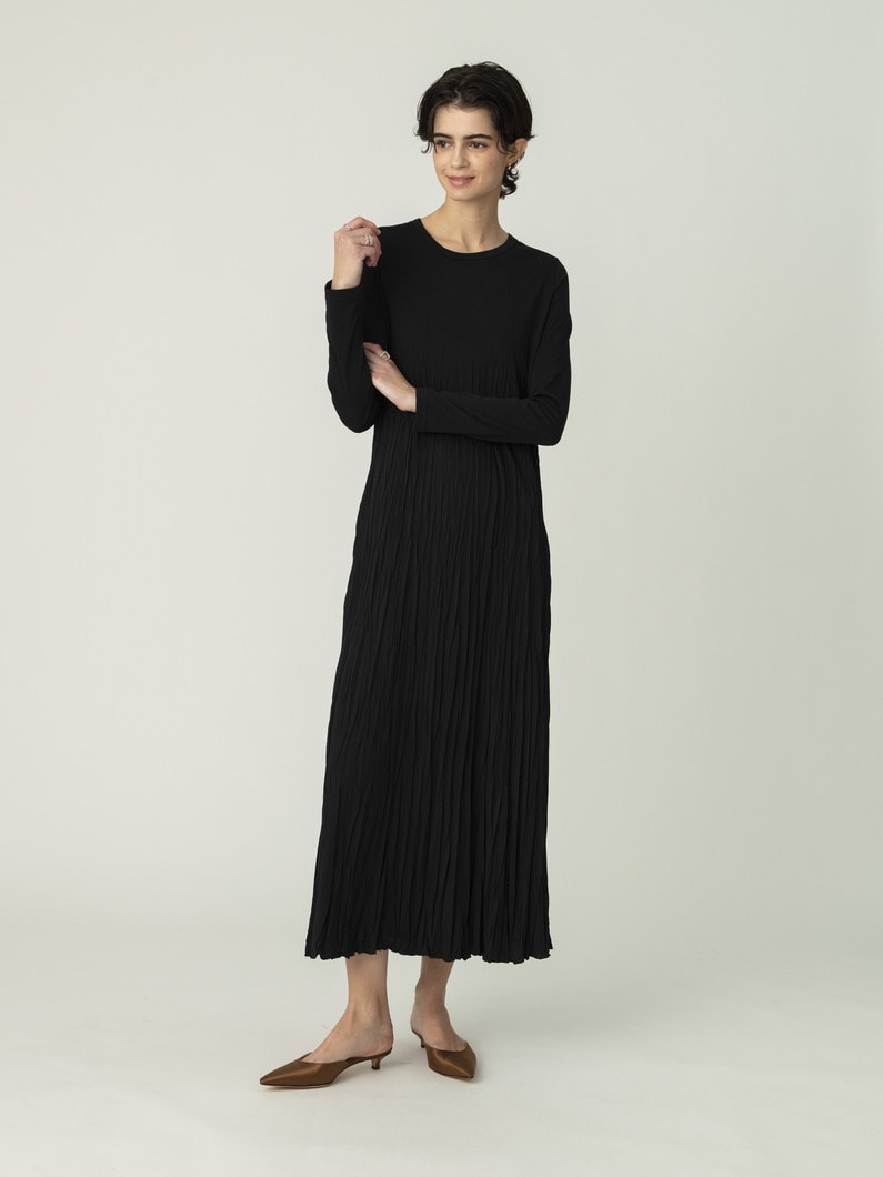 リンクル ドレス（ブラック/アイボリー/レッド） 詳細画像 black 4