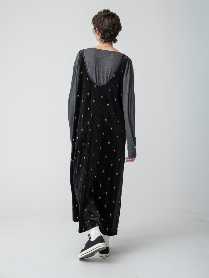 エンブロイダリー ベロア スリーブレスドレス 詳細画像 black 3